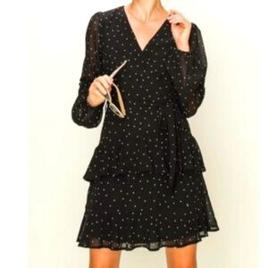 HYFVE Black Polka-Dot with Long Sleeves Dress